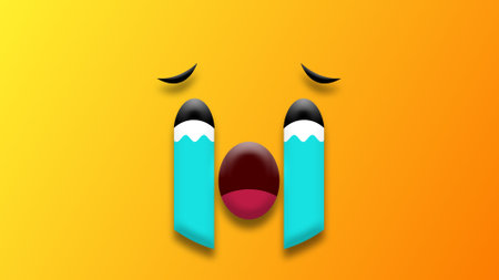 sad and crying face illustration isolated on yellow gradient colour. very sad face illustration.