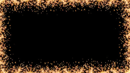 fireworks frame on black background. concept for holiday, celebration, events and party time.の写真素材