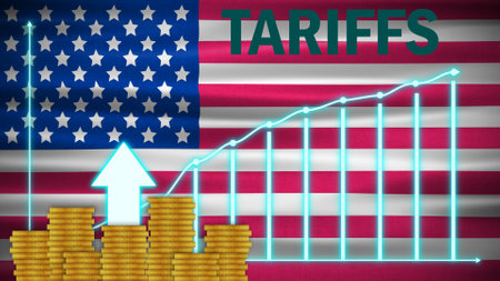 growth sign and graph showing that usa new trade policy increased tariff persentage in import and export business. concept for new Tariffs rules by usa goverment.の写真素材
