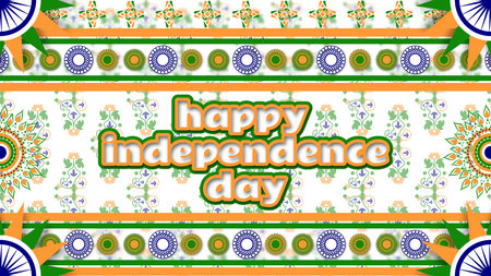 happy independence day blessings on beautifully decorated background in traditional design style...