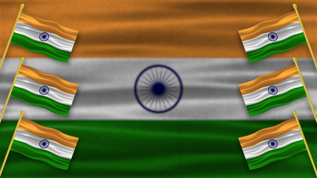 waving indian flags on right and left side on dark indian flag. concept for national holiday and...