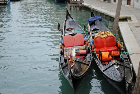 Luxurious and colorfull gondolas, Venice, Italyの写真素材
