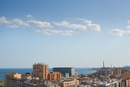 Views of Malaga bay and beach near Huelinの写真素材