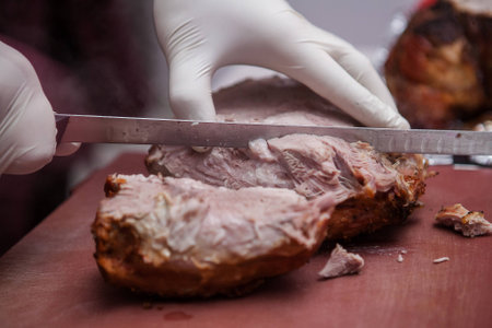 Roast young pig in the restaurantの写真素材