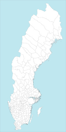 A large and detailed map of Sweden with all regions, main cities and islands.のイラスト素材