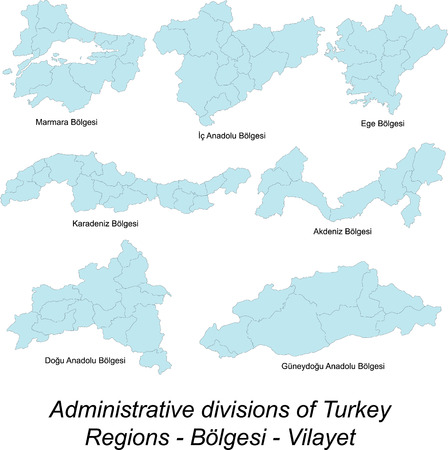 Detailed maps of Turkey regionsのイラスト素材