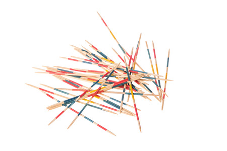 Lots of jack straws Arranged on a white background.