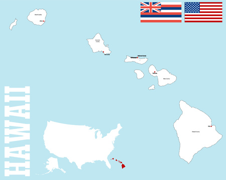 A large and detailed map of the State of Hawaii.のイラスト素材