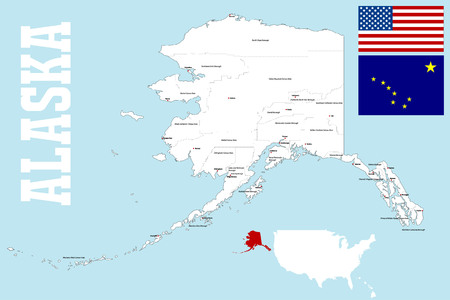 A large and detailed map of the State of Alaska.のイラスト素材
