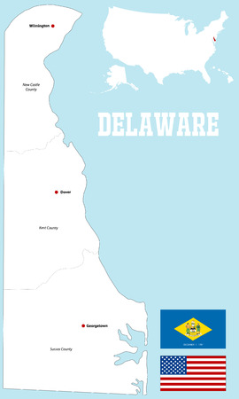 A large and detailed map of the State of Delaware.のイラスト素材