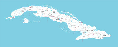 Large and detailed map of Cuba with citiesのイラスト素材