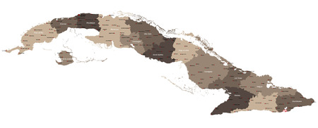 Large and detailed map of Cuba with citiesのイラスト素材