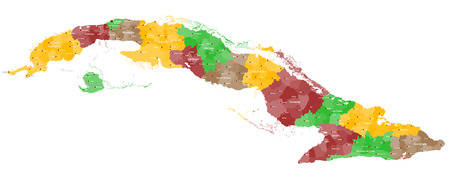 A large and detailed map of Cuba with all provinces and main cities.のイラスト素材