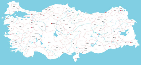 A large and detailed map of Turkeyのイラスト素材