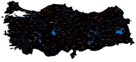 A large and detailed map of Turkeyのイラスト素材
