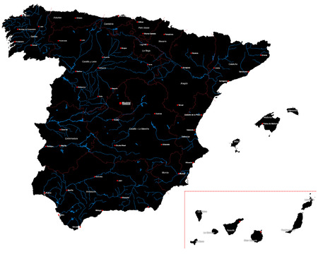 Large and detailed map of Spainのイラスト素材