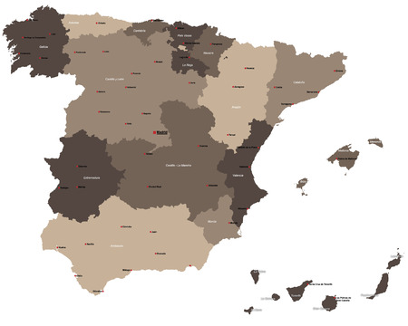 Large and detailed map of Spainのイラスト素材