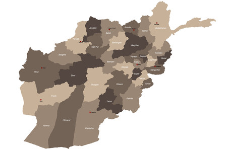 Large and detailed map of Afghanistanのイラスト素材