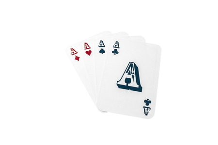 Set of poker cards with four different acesの写真素材