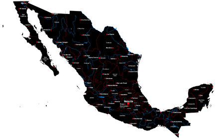 Large and detailed map of Mexico with regions and main citiesのイラスト素材