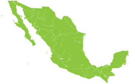 Large and detailed map of Mexico with all rivers and lakesのイラスト素材