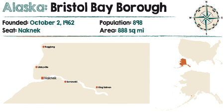 Large and detailed map of Bristol Bay Borough in Alaskaのイラスト素材