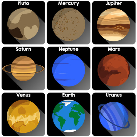 Icons of all the planets in the solar systemのイラスト素材