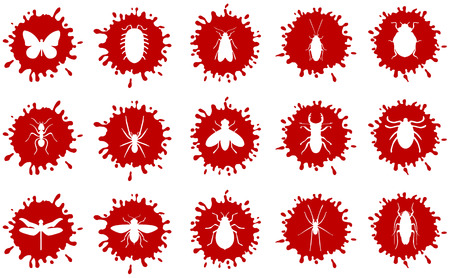 Large and detailed icons of different insectsのイラスト素材