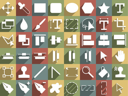 Large and detailed icon set of design toolsのイラスト素材