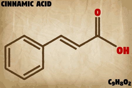Detailed infographic illustration of the molecule of cinnamic acidのイラスト素材