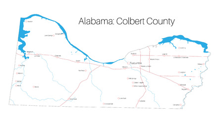 Detailed map of Colbert County in Alabama, USAのイラスト素材