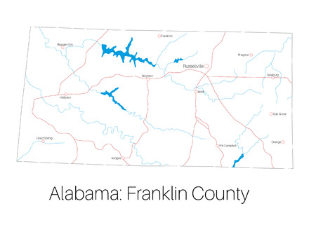 Detailed map of Franklin County in Alabama, USAのイラスト素材