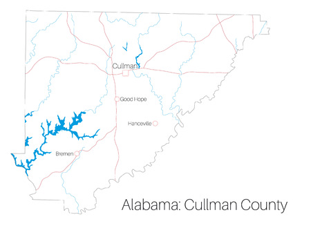 Detailed map of Cullman County in Alabama, USAのイラスト素材