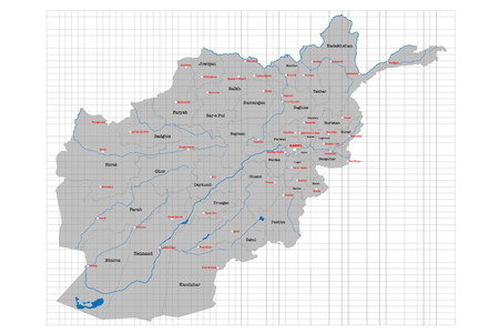 Large and detailed map of the state of Afghanistan.のイラスト素材