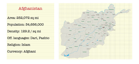 Large and detailed map of the state of Afghanistan.のイラスト素材
