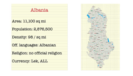 Large and detailed map of the state of Albania.のイラスト素材