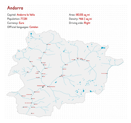 Detailed map and infographic of Andorraのイラスト素材