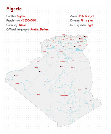 Detailed map and infographic of Algeriaのイラスト素材