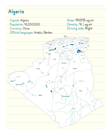 Detailed map and infographic of Algeriaのイラスト素材