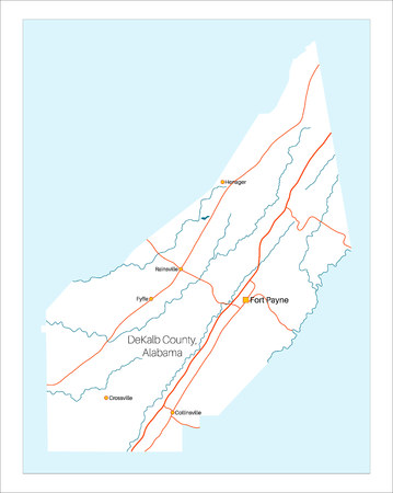 Detailed and large map of DeKalb County in Alabama, United Statesのイラスト素材