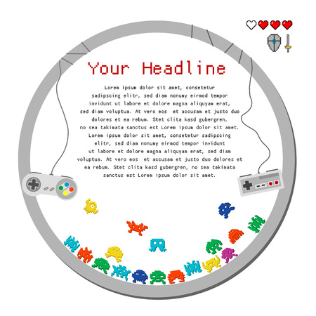 Large and empty sign with different video games elementsのイラスト素材