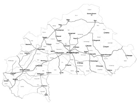 Large and detailed map of the African state of Burkina Fasoのイラスト素材