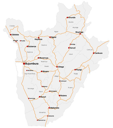 Large and detailed map of the state of Burundi in Africaのイラスト素材