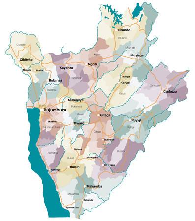 Large and detailed map of the state of Burundi in Africaのイラスト素材