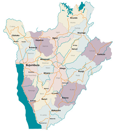 Large and detailed map of the state of Burundi in Africaのイラスト素材