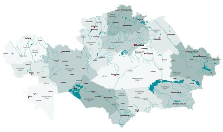 Large and detailed map of the state of Kazakhstanのイラスト素材