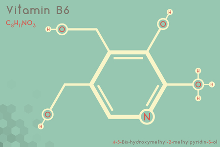 Large and detailed infographic of the molecule of vitamin B6.のイラスト素材