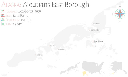 Large and detailed map of Aleutian's East Borough in Alaska, USAのイラスト素材