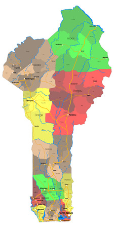 Large and detailed map of the state of Benin in Africaのイラスト素材
