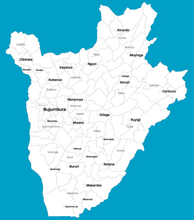 Large and detailed map of the state of Burundi in Africaのイラスト素材